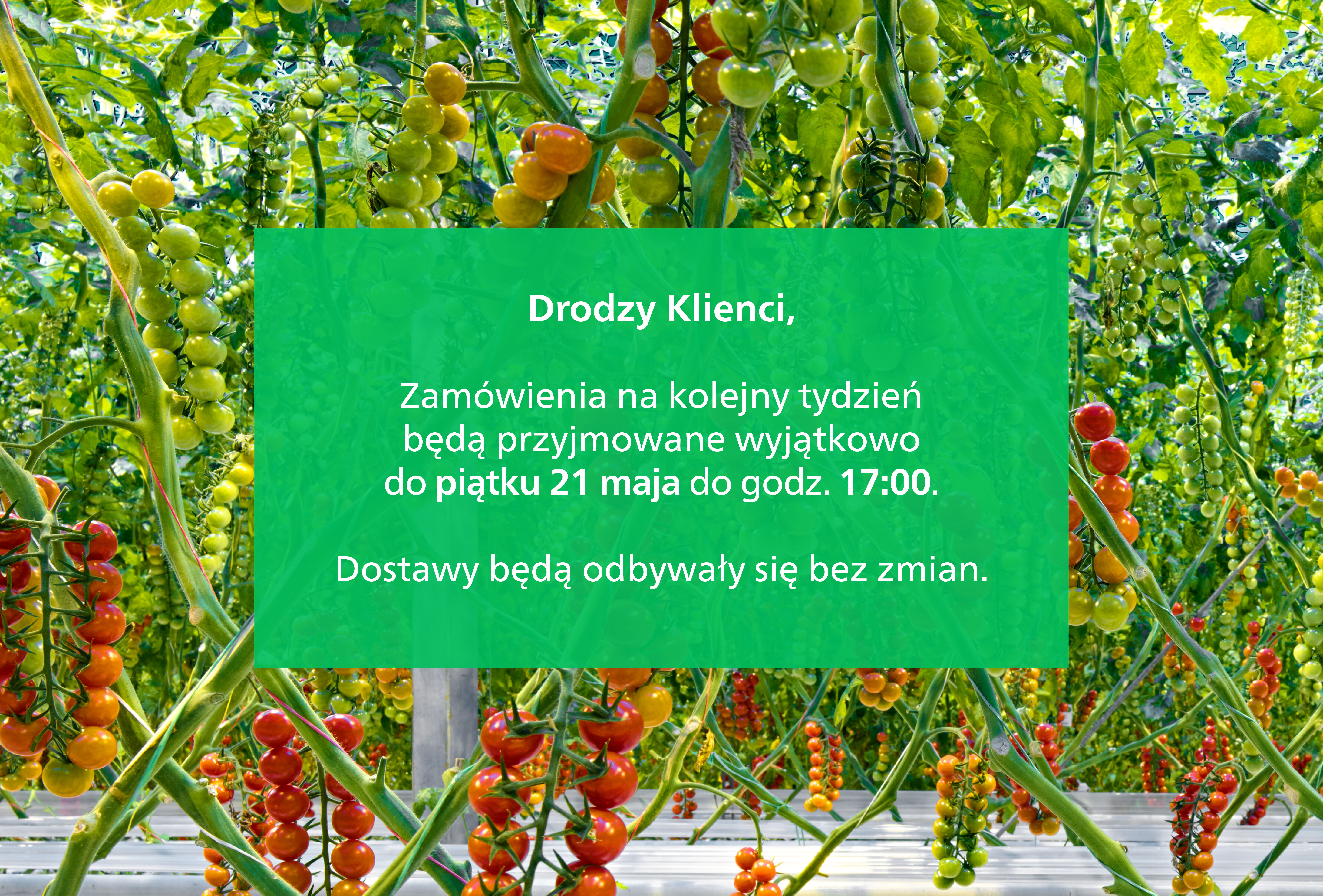 Zmiana w składaniu zamówień - 21 maj 2021